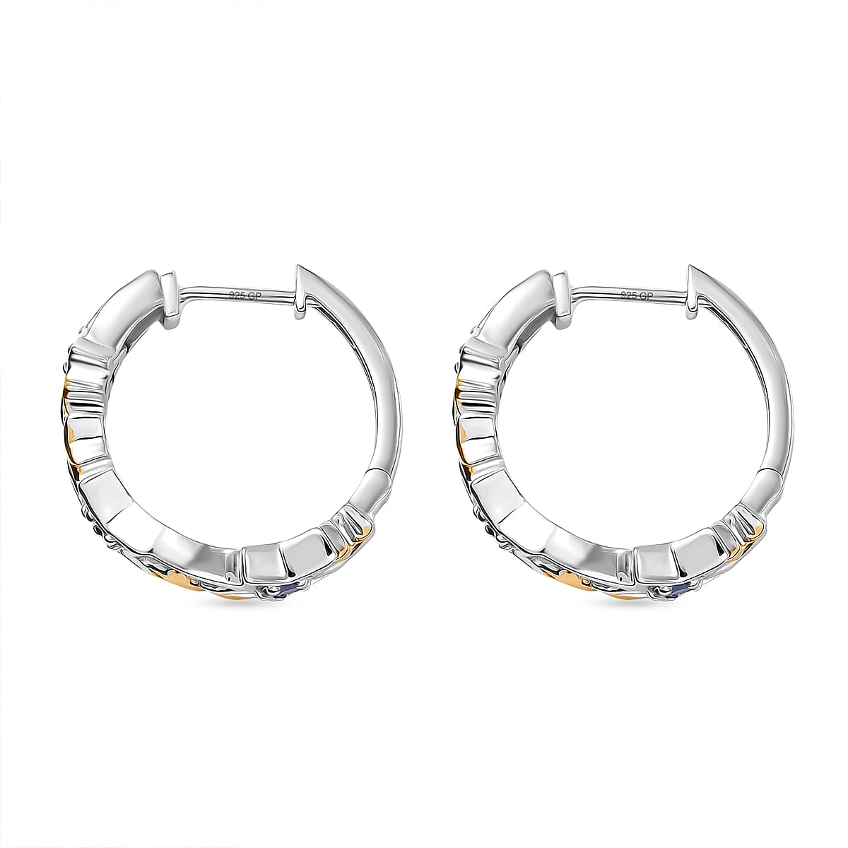 GP Celestial Dream Collection - Tanzanite &amp; Blue Sapphire Star Huggie Hoop Earring in 18K Vermeil Yellow Gold Plated &amp; Rhodium Overlay Sterling Silver 8321407 5