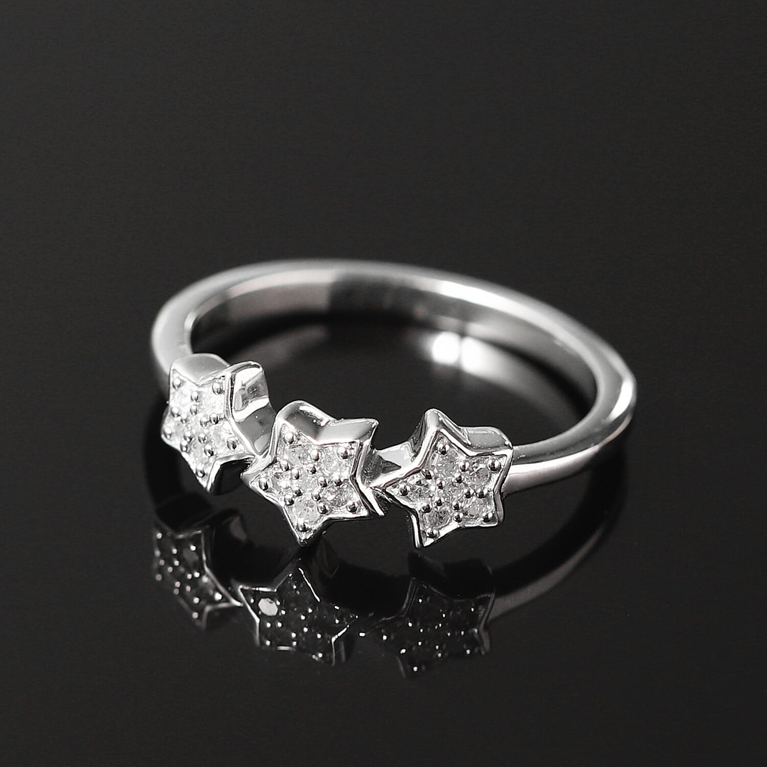 GP Celestial Dream Star Diamond Trilogy Ring in Platinum Plated Sterling Silver 3858497 0