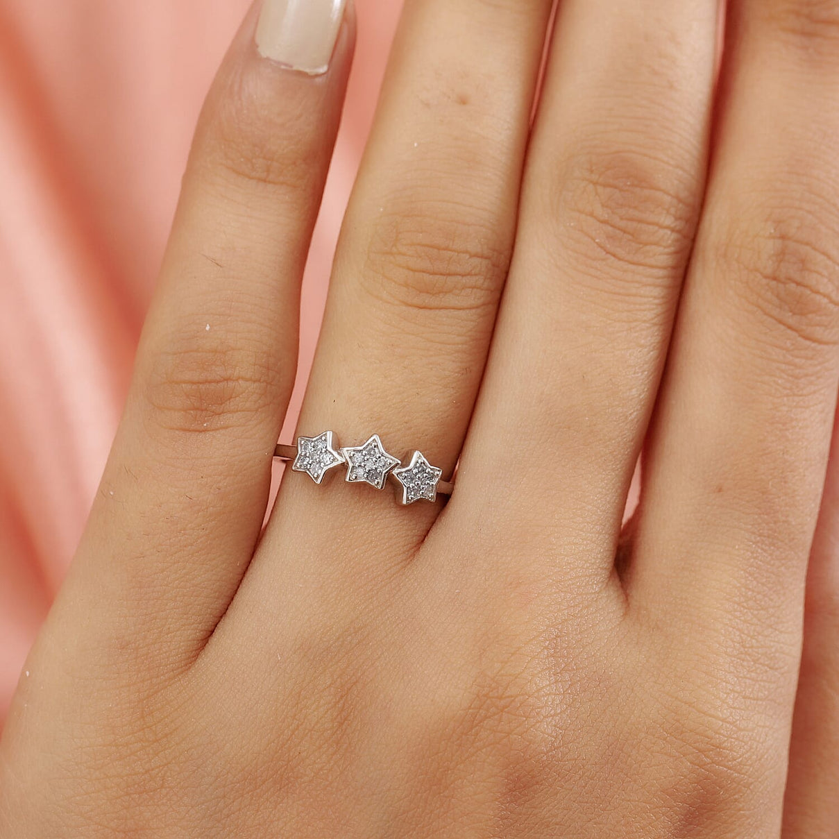 GP Celestial Dream Star Diamond Trilogy Ring in Platinum Plated Sterling Silver 3858497 2