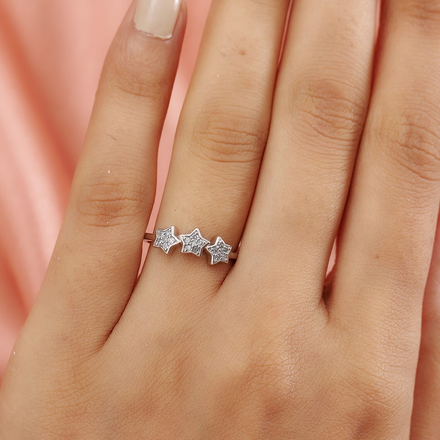 GP Celestial Dream Star Diamond Trilogy Ring in Platinum Plated Sterling Silver 3858497 2