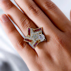 GP Celestial Dream Collection - African Ruby and Multi Gemstone Ring in Platinum Overlay and 18K Yellow Gold Vermeil Plated Sterling Silver 3.38 Ct, Silver Wt. 5.13 Gms.