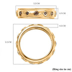 GP Art Deco Collection - Natural Champagne Diamond & Blue Sapphire Band Ring in 18K Vermeil Yellow Gold Plated Sterling Silver