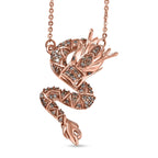 GP - Champagne & Black Diamond with Kanchanaburi Blue Sapphire Dragon Necklace (Size - 20) in 18K Vermeil Rose Gold Plated Sterling Silver