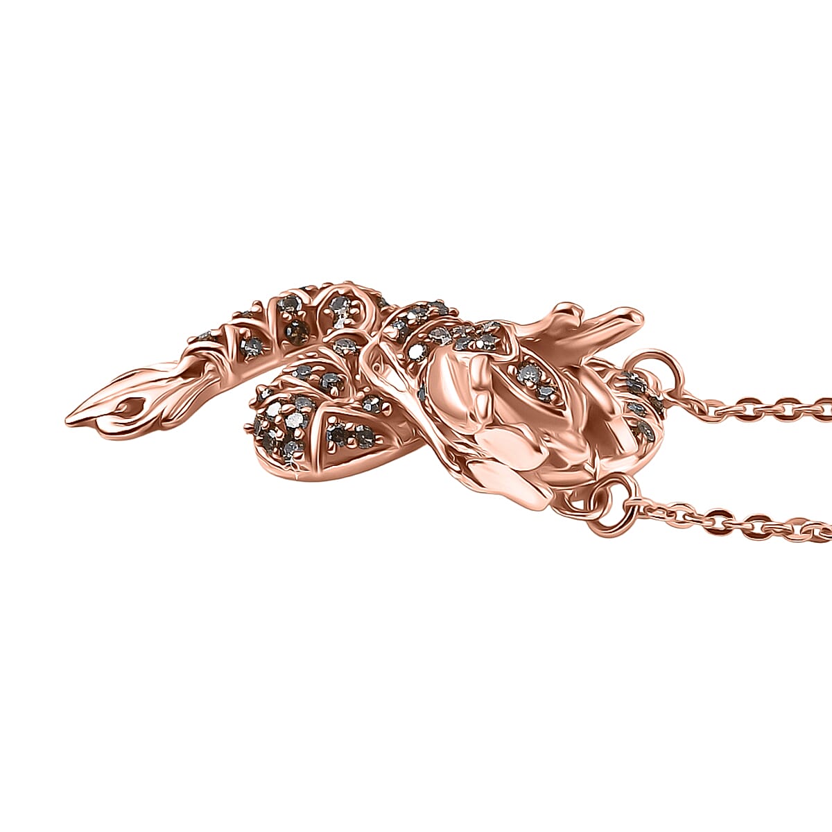 GP - Champagne &amp; Black Diamond with Blue Sapphire Dragon Necklace (Size - 20) in 18K Vermeil Rose Gold Plated Sterling Silver 8478780 5