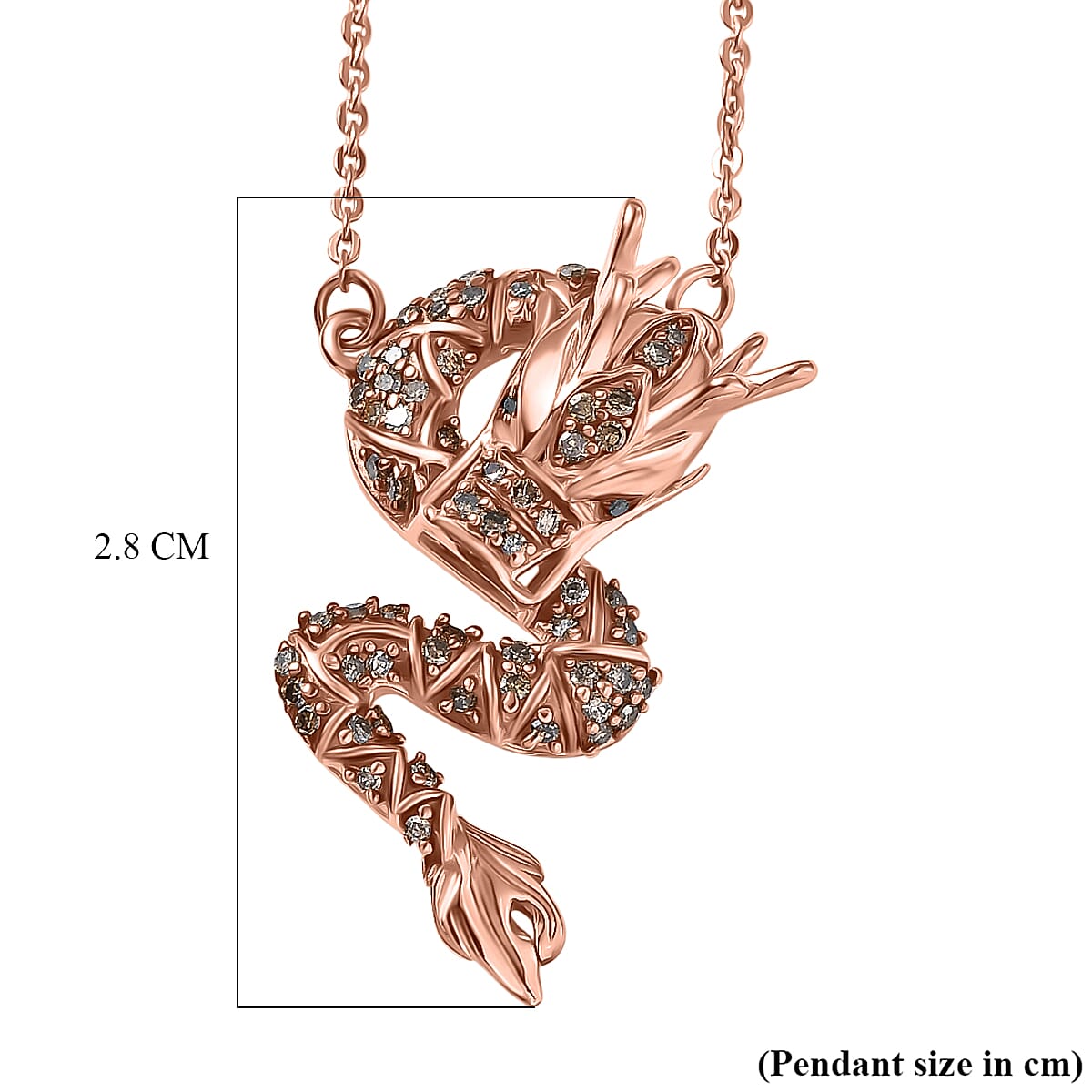 GP - Champagne &amp; Black Diamond with Blue Sapphire Dragon Necklace (Size - 20) in 18K Vermeil Rose Gold Plated Sterling Silver 8478780 7