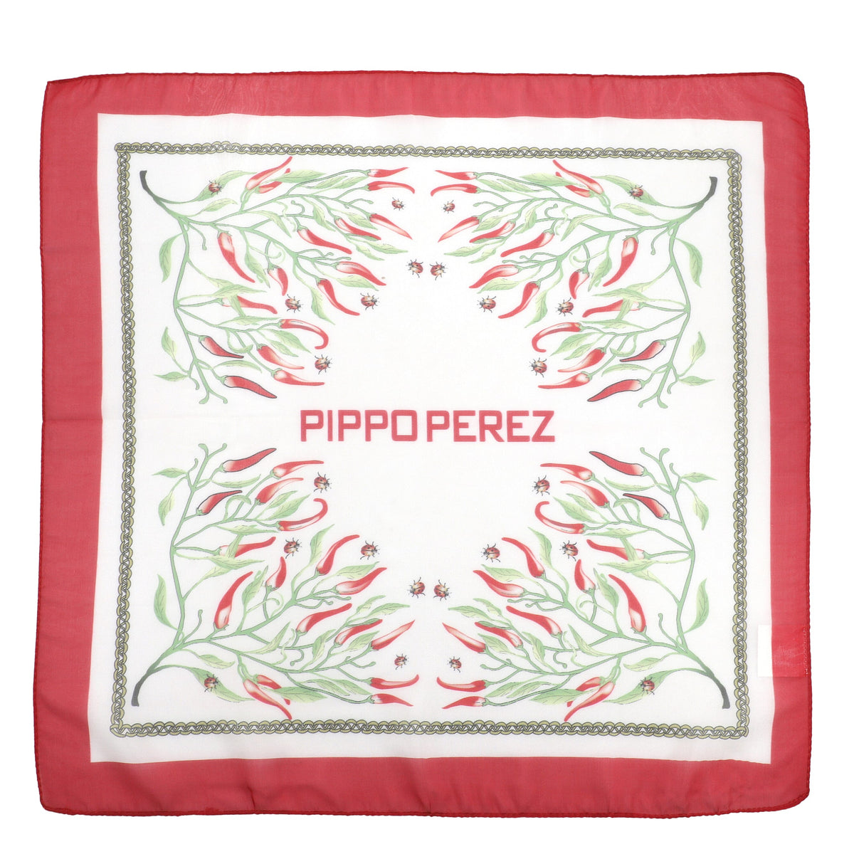 GP - Chilli Tree Pattern Pocket Square - Cream, Red and Green 8945475 0