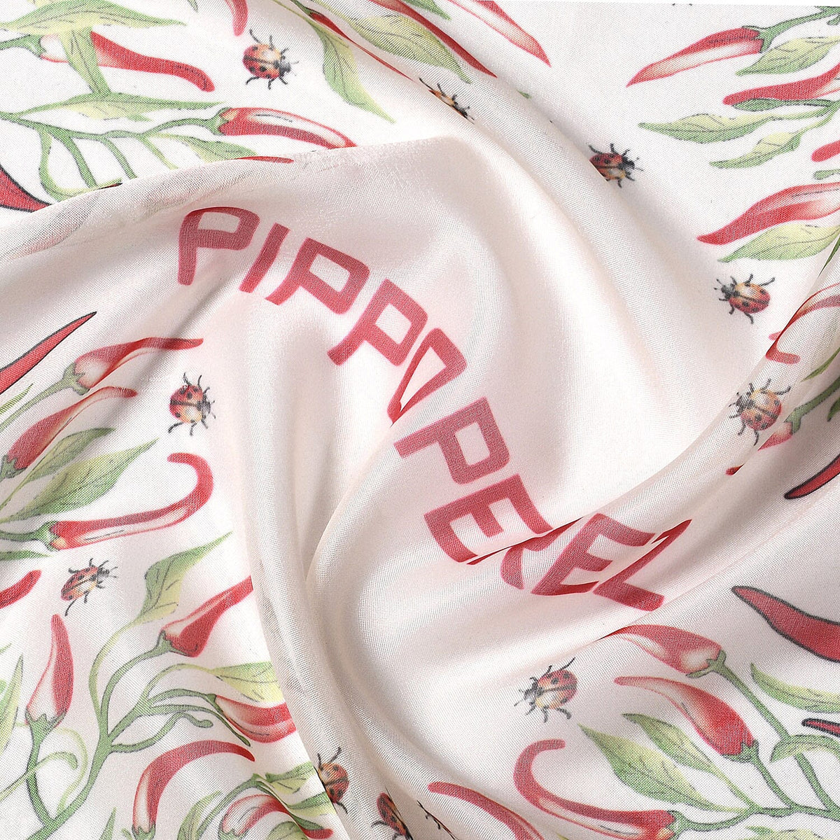 GP - Chilli Tree Pattern Pocket Square - Cream, Red and Green 8945475 8