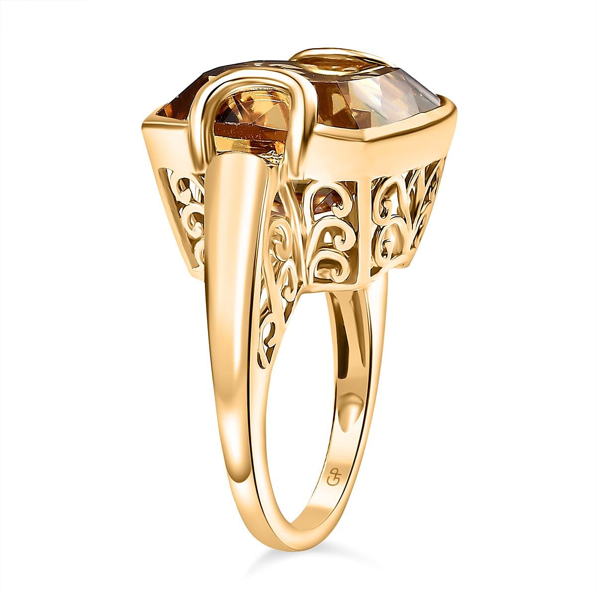 GP Snaffle Collection - Citrine and Blue Sapphire Solitaire Ring in 18K Vermeil Yellow Gold Plated Sterling Silver 18.03 Cts. 8038526 4