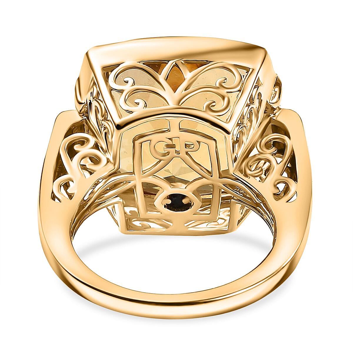 GP Snaffle Collection - Citrine and Blue Sapphire Solitaire Ring in 18K Vermeil Yellow Gold Plated Sterling Silver 18.03 Cts. 8038526 5