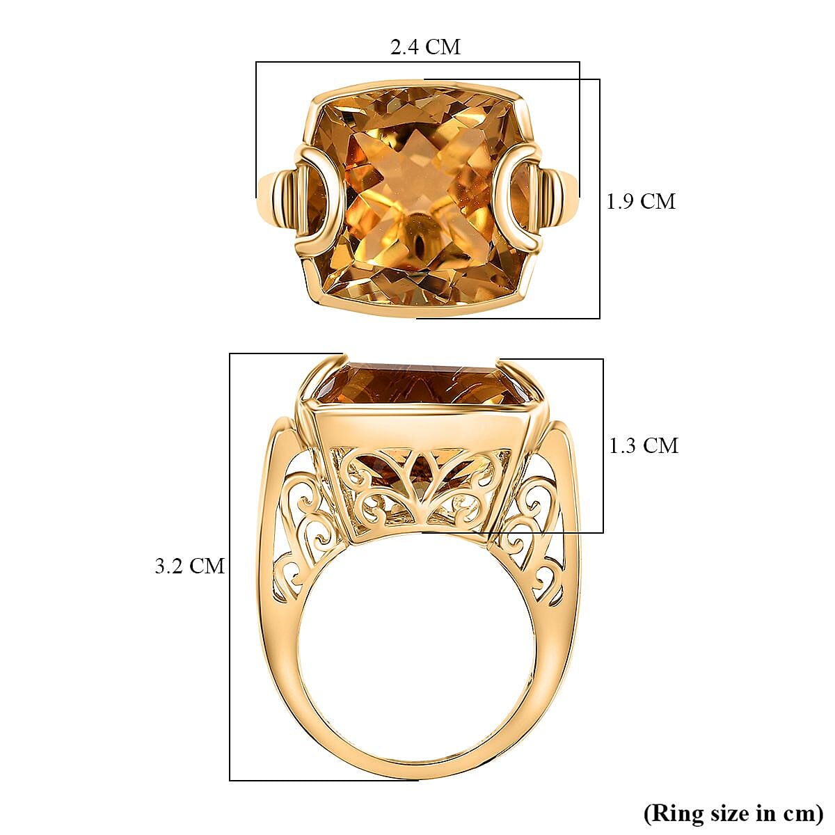 GP Snaffle Collection - Citrine and Blue Sapphire Solitaire Ring in 18K Vermeil Yellow Gold Plated Sterling Silver 18.03 Cts. 8038526 6
