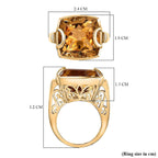 GP Snaffle Collection - Citrine & Blue Sapphire Solitaire Ring in 18K Vermeil Yellow Gold Plated Sterling Silver 18.03 Ct.