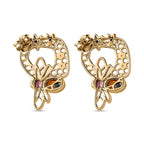 GP HoneyComb Collection - Citrine & Multi Gemstone Cluster Earrings in 18K Vermeil Yellow Gold Plated Sterling Silver 1.46 Ct