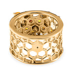 GP HoneyComb Collection - Citrine & Natural Zircon Floral Wide Band Ring in 18K Vermeil Yellow Gold Plated Sterling Silver 1.11 Ct