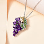 GP Italian Garden Collection - Amethyst & Natural Chrome Diopside Pendant with Chain (Size 20) in Platinum Overlay Sterling Silver 3.14 Ct, Silver Wt. 6.20 Gms