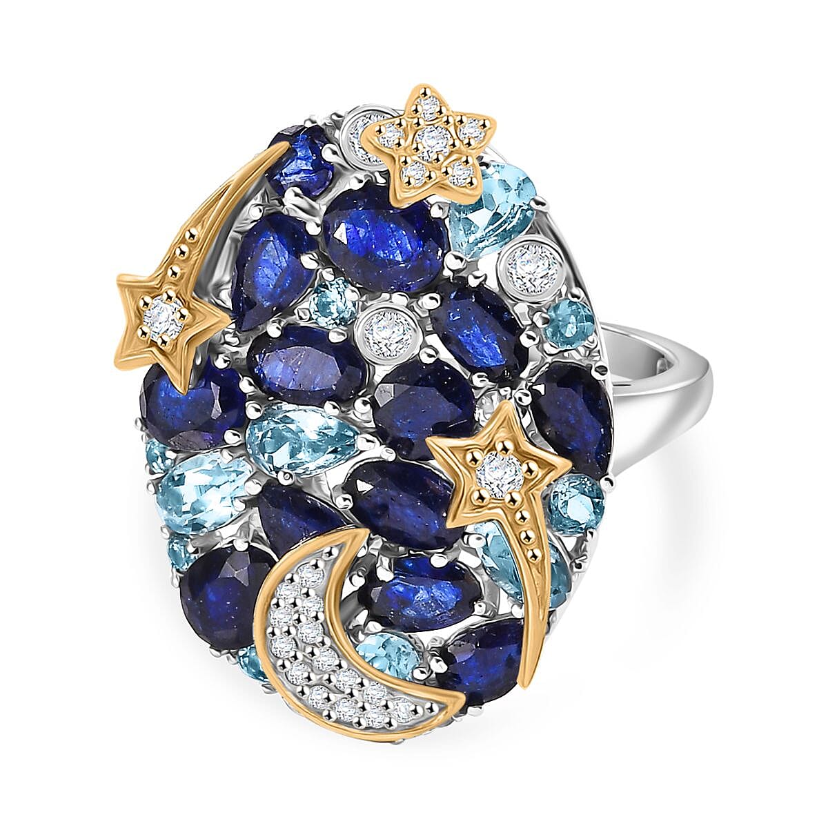 GP Star Moon Celestial Collection - Multi Gemstones Cluster Ring in 18K Yellow Gold and Rhodium Plated Sterling Silver 7.27 Ct. 7970095 0