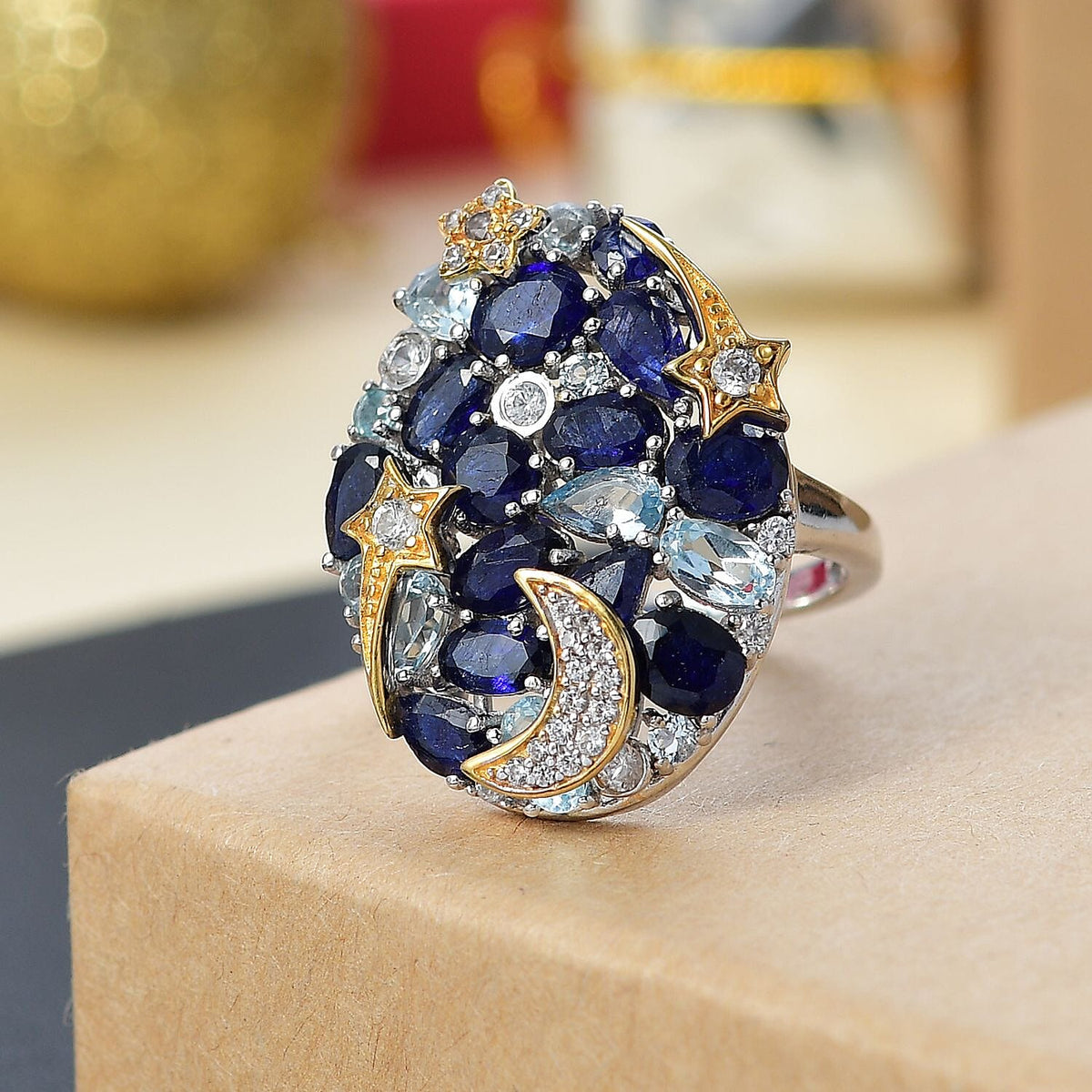 GP Star Moon Celestial Collection - Multi Gemstones Cluster Ring in 18K Yellow Gold and Rhodium Plated Sterling Silver 7.27 Ct. 7970095 2