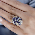 GP Star Moon Celestial Collection - Blue Sapphire, Multi Gemstones Cluster Ring in 18K Yellow Gold & Rhodium Plated Sterling Silver 7.27 Ct.