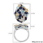 GP Star Moon Celestial Collection - Blue Sapphire, Multi Gemstones Cluster Ring in 18K Yellow Gold & Rhodium Plated Sterling Silver 7.27 Ct.