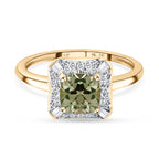 GP Art Deco Collection - 9K Yellow Gold Turkizite, Blue Sapphire and Diamond Ring 1.27 Ct