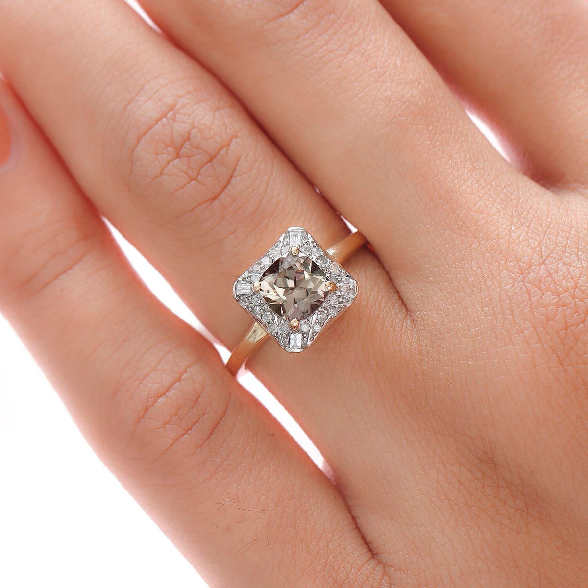 GP Deco Collection - 9K Yellow Gold AA Turkizite, Blue Sapphire and Diamond Ring 1.27 Ct. 8833776 3