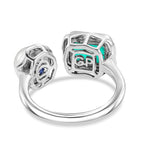 GP - Emeraldine Triplet Quartz, Fresh Water Pearl & Blue Sapphire Ring in Rhodium Overlay Sterling Silver 3.58 Ct.