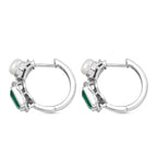GP - Emeraldine Triplet Quartz, Fresh Water Pearl & Blue Sapphire Full Hoop Earring in Rhodium Overlay Sterling Silver 3.90 Ct.