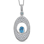 GP Celestial Collection - Swiss Blue Topaz, White Zircon, Blue Apatite & Blue Sapphire Pendant with Chain (Size 20) in Rhodium Overlay Sterling Silver 4.44 Ct.