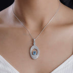 GP Celestial Collection - Swiss Blue Topaz, White Zircon, Blue Apatite & Blue Sapphire Pendant with Chain (Size 20) in Rhodium Overlay Sterling Silver 4.44 Ct.