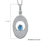GP Celestial Collection - Swiss Blue Topaz, White Zircon, Blue Apatite & Blue Sapphire Pendant with Chain (Size 20) in Rhodium Overlay Sterling Silver 4.44 Ct.