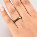GP Celestial Dream Collection - Black Spinel & Blue Sapphire Band Ring in 18K Vermeil Yellow Gold Plated Sterling Silver