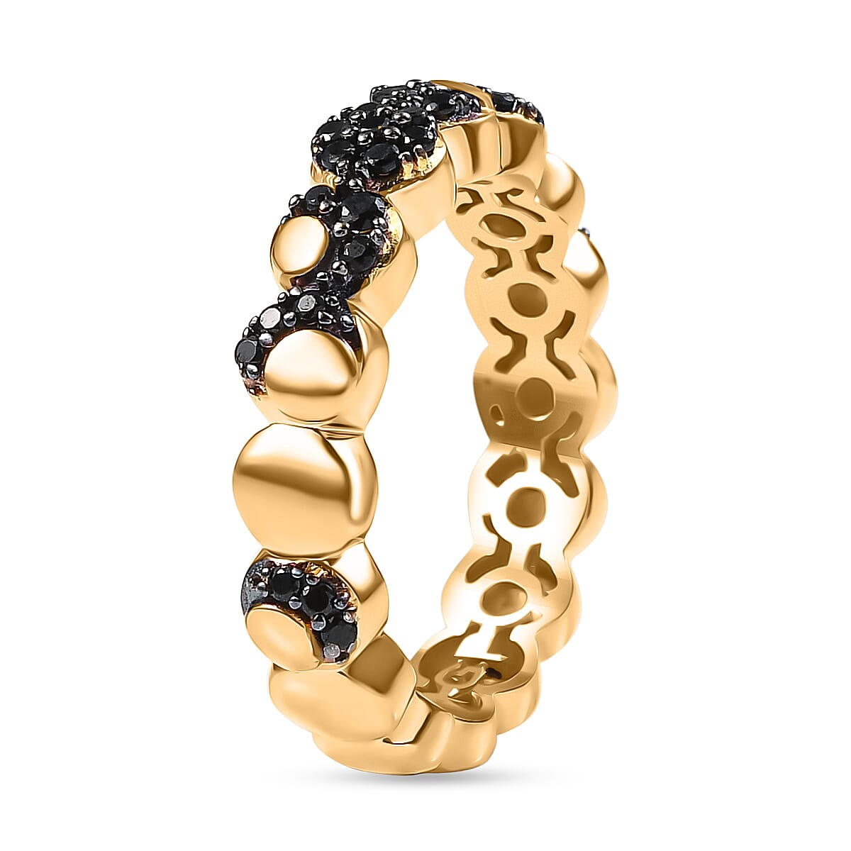 GP Celestial Dream Collection - Black Spinel Band Ring in 18K Vermeil Yellow Gold Plated Sterling Silver 8092985 4