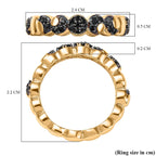 GP Celestial Dream Collection - Black Spinel & Blue Sapphire Band Ring in 18K Vermeil Yellow Gold Plated Sterling Silver