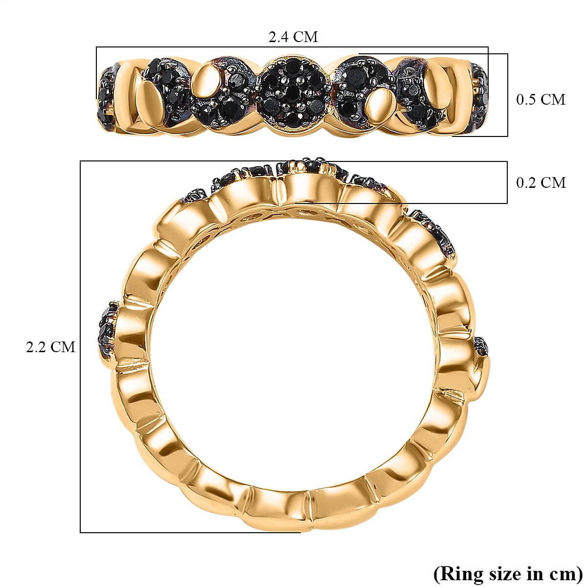 GP Celestial Dream Collection - Black Spinel Band Ring in 18K Vermeil Yellow Gold Plated Sterling Silver 8092985 6