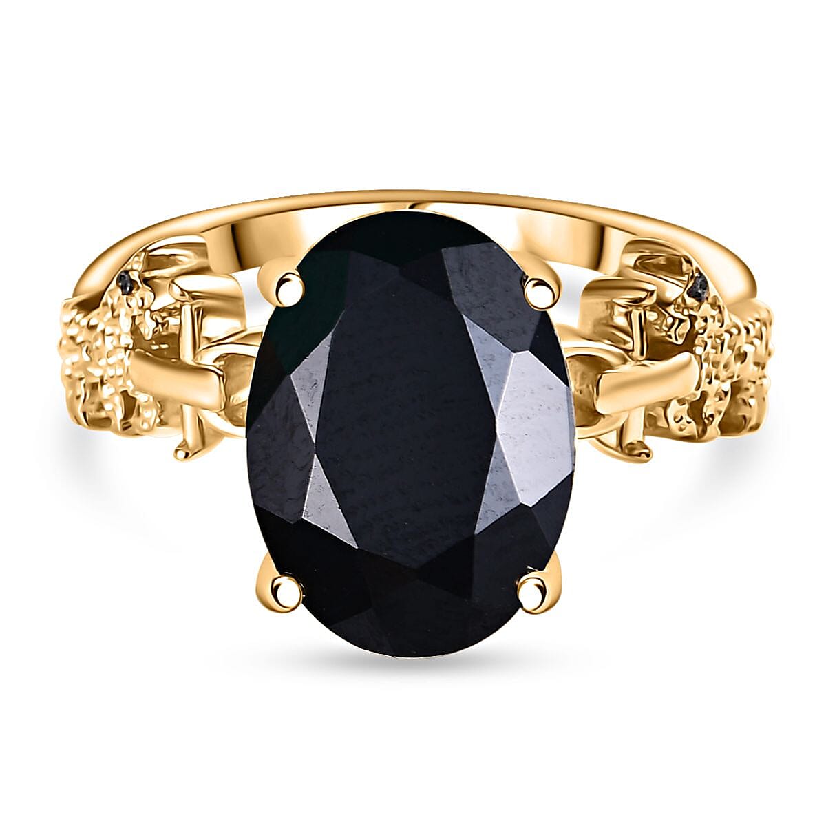 GP Snaffle Collection - Black Spinel &amp; Blue Sapphire Ring in 18K Vermeil Yellow Gold Plated Sterling Silver 8.63 Ct. 8041150 0