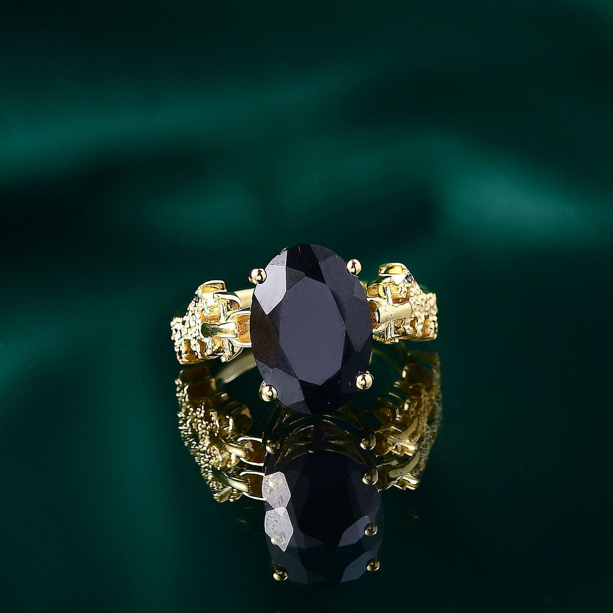 GP Snaffle Collection - Black Spinel &amp; Blue Sapphire Ring in 18K Vermeil Yellow Gold Plated Sterling Silver 8.63 Ct. 8041150 1