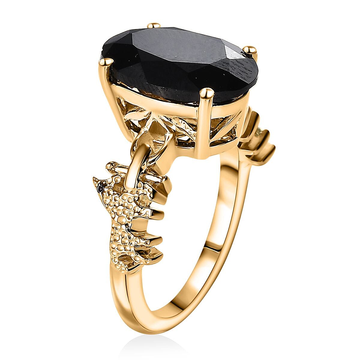 GP Snaffle Collection - Black Spinel &amp; Blue Sapphire Ring in 18K Vermeil Yellow Gold Plated Sterling Silver 8.63 Ct. 8041150 3