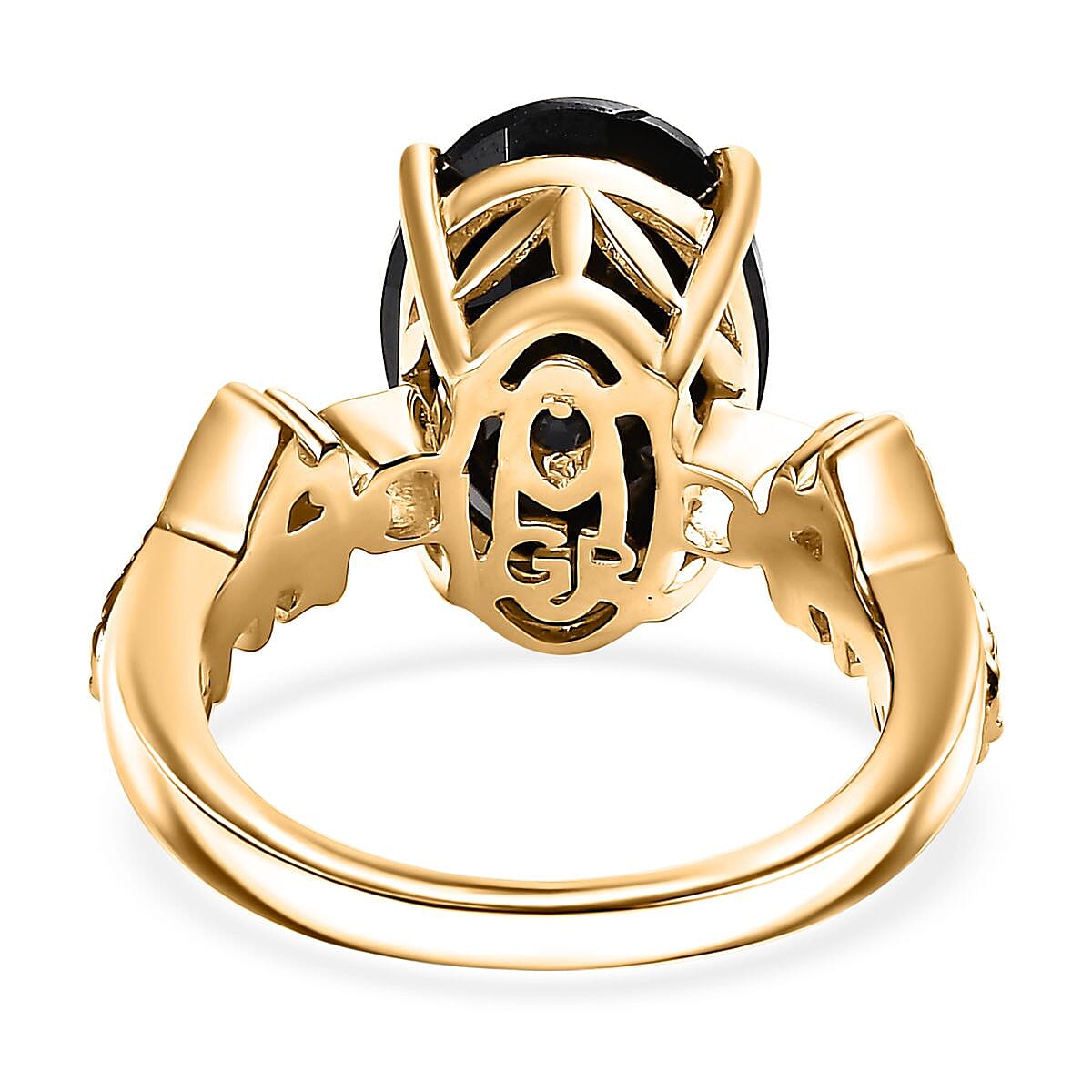 GP Snaffle Collection - Black Spinel &amp; Blue Sapphire Ring in 18K Vermeil Yellow Gold Plated Sterling Silver 8.63 Ct. 8041150 4