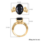GP Snaffle Collection - Black Spinel & Blue Sapphire Ring in 18K Vermeil Yellow Gold Plated Sterling Silver 8.63 Ct.