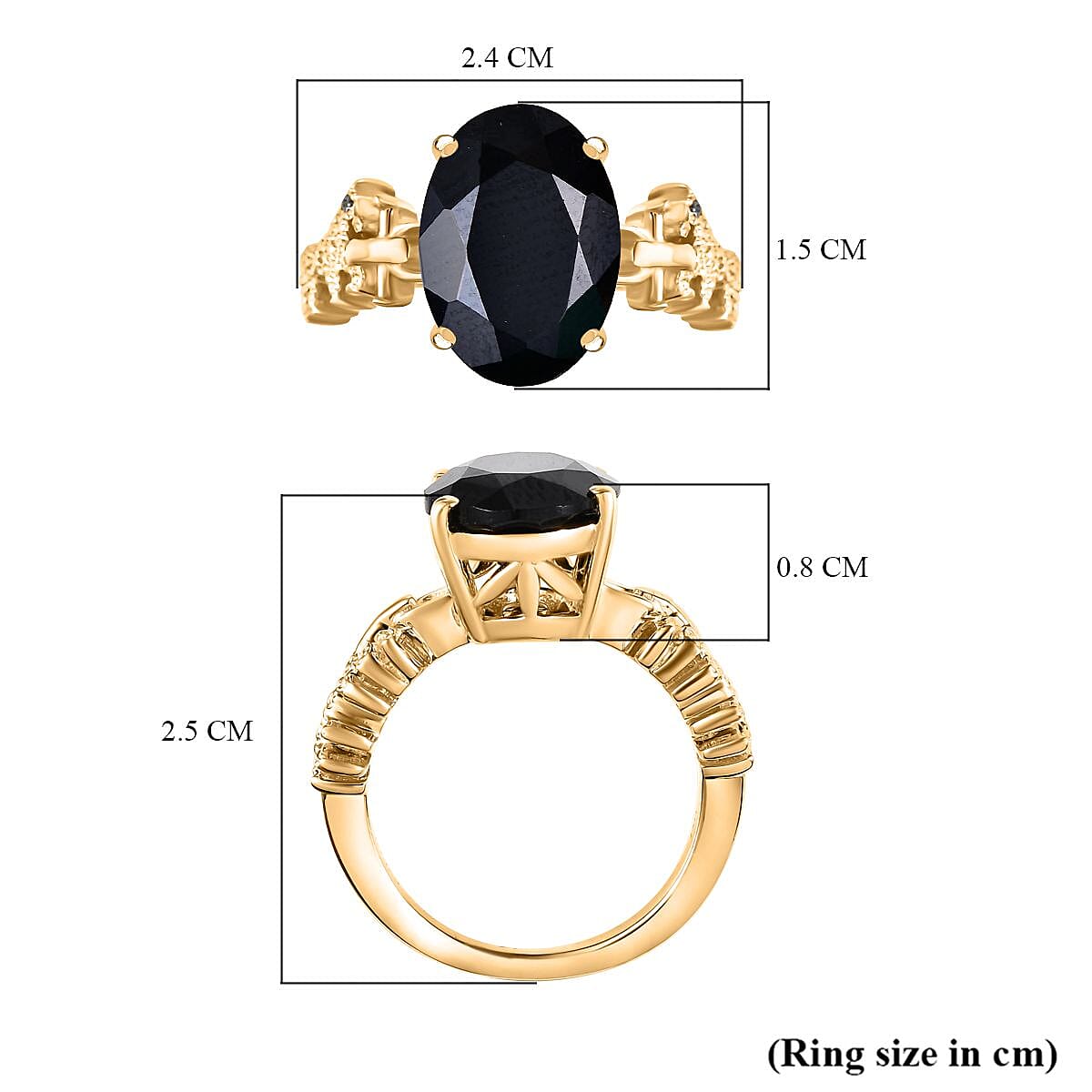 GP Snaffle Collection - Black Spinel &amp; Blue Sapphire Ring in 18K Vermeil Yellow Gold Plated Sterling Silver 8.63 Ct. 8041150 5