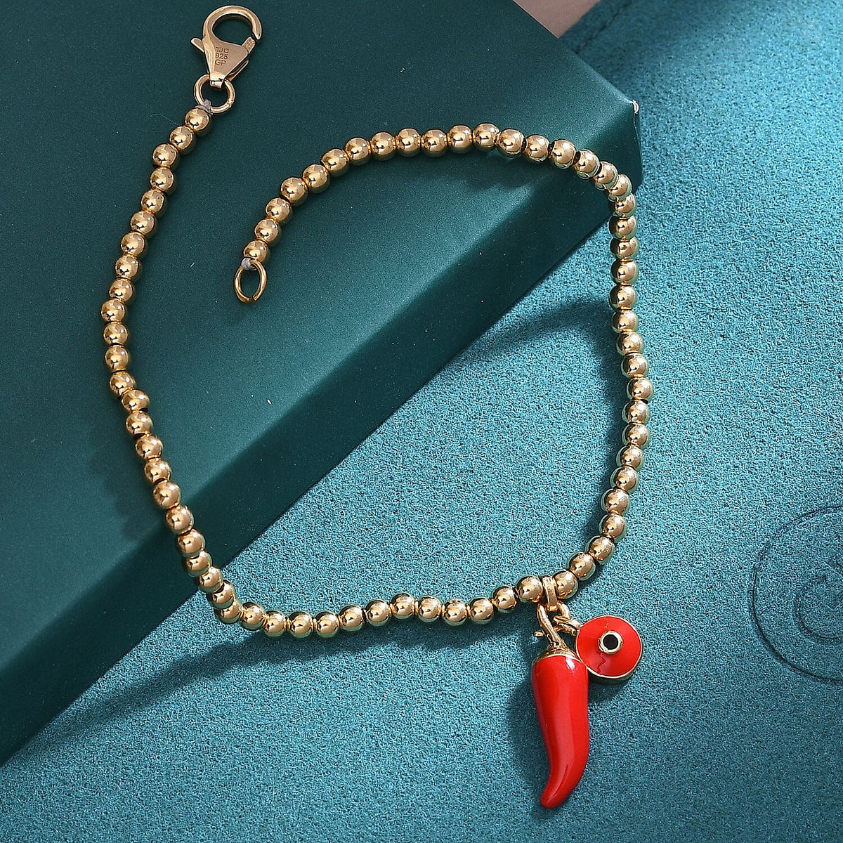 GP Chilli Pepper Collection - Enamelled Chilli Charm Bracelet (Size - 8) with Lobster Clasp in 18K Vermeil Yellow Gold Over Sterling Silver 8160987 2