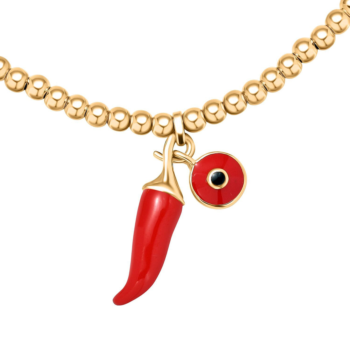 GP Chilli Pepper Collection - Enamelled Chilli Charm Bracelet (Size - 8) with Lobster Clasp in 18K Vermeil Yellow Gold Over Sterling Silver 8160987 6
