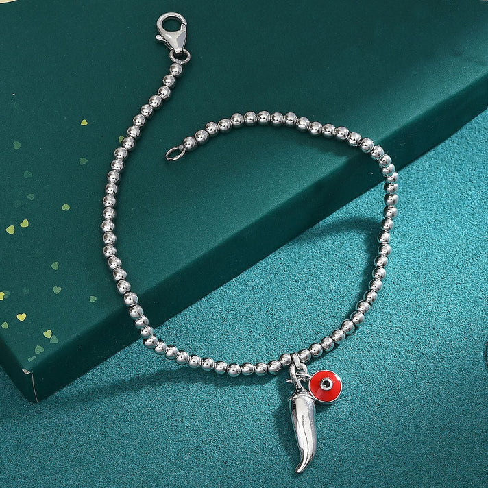 GP Chilli Pepper Collection - Plain Chilli Charm Bracelet (Size - 8) with Lobster Clasp in Rhodium Overlay Sterling Silver 8161000 2