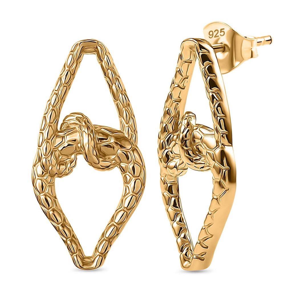 GP Serpentine Collection - Blue Sapphire Earring with Push Back in 18K Vermeil Yellow Gold Plated Sterling Silver