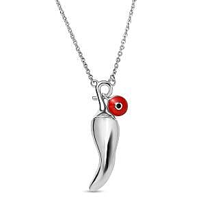 GP Chilli Pepper Collection - Blue Sapphire Plain Charm Necklace (Size - 20) in 18K Vermeil Yellow Gold Plated Sterling Silver, Silver Wt.7.10 Gms.