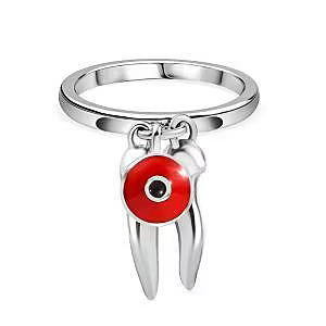 GP Chilli Pepper Collection - Enamelled Chilli Charm Ring in Rhodium Overlay Sterling Silver 8161600 0