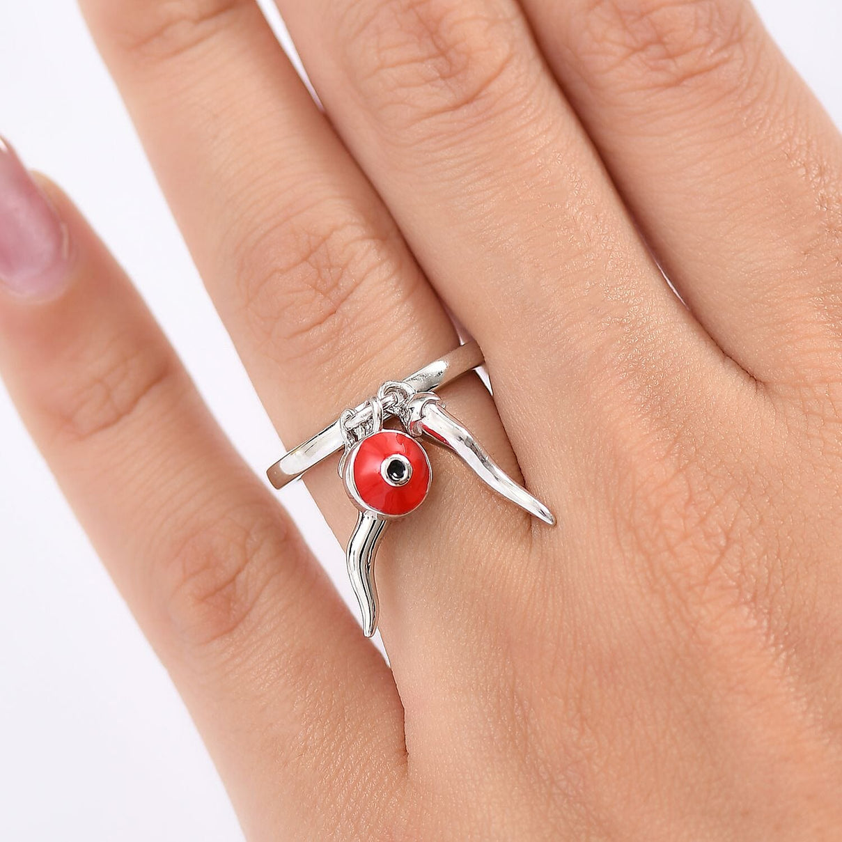GP Chilli Pepper Collection - Enamelled Chilli Charm Ring in Rhodium Overlay Sterling Silver 8161600 3