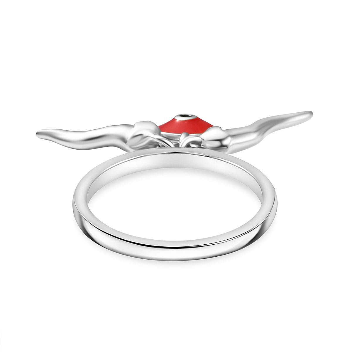 GP Chilli Pepper Collection - Enamelled Chilli Charm Ring in Rhodium Overlay Sterling Silver 8161600 6