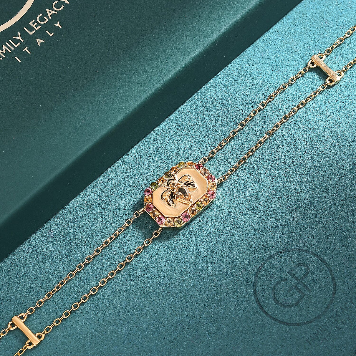 GP Italian Garden Collection - Citrine, Multi-Tourmaline Adjustable Chain Bee Motif Bracelet (Size - 8) with Lobster Clasp in 18K Vermeil Yellow Gold Plated Sterling Silver 1.07 Ct. 8162878 2
