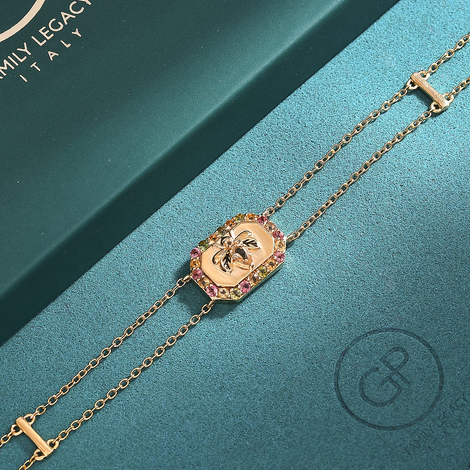 GP Italian Garden Collection - Citrine, Multi-Tourmaline Adjustable Chain Bee Motif Bracelet (Size - 8) with Lobster Clasp in 18K Vermeil Yellow Gold Plated Sterling Silver 1.07 Ct. 8162878 2