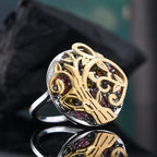 GP Tree Of Life Collection - Multi Tourmaline & Multi Gemstones Ring in 18K Vermeil Yellow Gold Plated & Rhodium Overlay Sterling Silver 3.67 Ct.